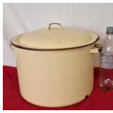 Enamel Ware Yellow Stock Pot with lid