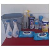 Mop bucket and new cleaners and wipes