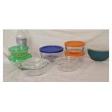 Glass food savers including Pyrex,  Pioneer woman