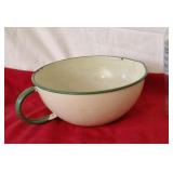 Green Enamelware Batter Bowl With Handle