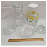 Glass Beehive and anchor Hocking juice pitchers