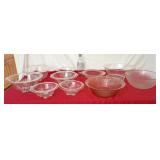 Vintage glassware bowls including Pyrex large
