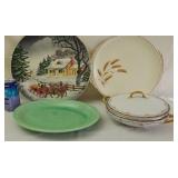 Platters including Fiesta Ware and Soup Turin