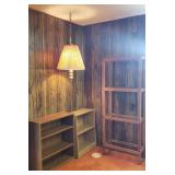 3 book shelves w ceiling lamp