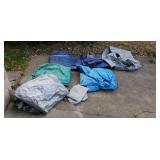 5 tarps , grill cover