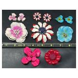 Flower brooches & Clip-on earrings