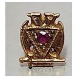10k Masonic Pin With ruby