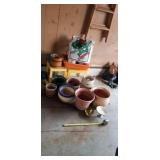 Planters plastic and clay , peat moss , mixing