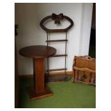 Valet stand, Round end table. Magazine rack