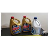 Sealed liquid plumber,  opened bleach 1/2 full