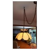 Vintage Tulip Stained Glass Swag Lamp, 17 in