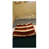 Afghan,  solid blue wool blanket,  striped