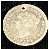 1870 Canadian 5-cent silver coin featuring Queen