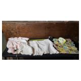 Home stitched baby quilts , vintage baby coat and