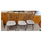 3 oak kitchen chairs w cushions