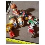 Vintage Ornaments raggedy Ann plastic face Santa