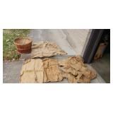 Burlap seed sacks, bushel basket