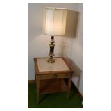 MCM end table 24 x 24x 24 in  and brass table