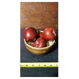 Wooden carved apples with USA Stoneware brown
