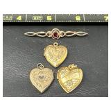Gold Filled Lockets, Brooch