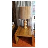 MCM Wood brass lamp  35 in tall,, w Oak End Table