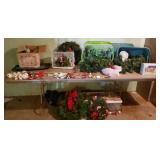 Christmas decor some vintage, wreaths on bottom