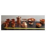 Copper cups from color craft, tea/ coffee pots,
