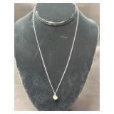 14k gold & pearl pendant on Sterling silver 20in