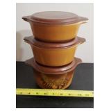 Pyrex Casserole dishes orchard fruit w lids