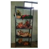 Metal storage w floral arrangements