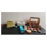 Shoe shin kit, ice bag , water pik, kleenex