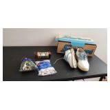 Sand trap golf shoes , wood tees, Wilson golf