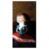 Vintage JAPAN SITTING ELF on PILLOW RED FELT