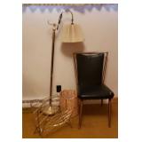 Mcm chair, magazine rack, floor lamp, waste