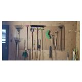 Garden tools , shovels, rakes , brooms