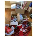 Christmas ornaments, stockings, wrapping paper