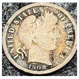 1908-D Barber Dime