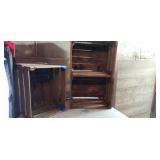 Primitive wooden crates one has been taped
