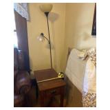 Two wooden end tables with drawers and long floor