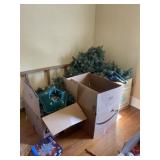 Christmas tree, wreath, stand and wooden ladder