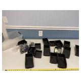 Tote with black plastic hanging containers and