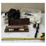 Scope, gun cleaning supplies, John Deere bolts