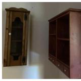 Two wooden hanging cabinets