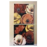 Two flower hanging pictures