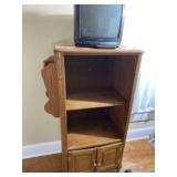Wooden shelf and Orion small tv with remote