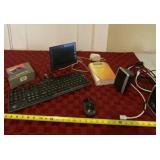 Logitech keyboard, speakers, splicer set and