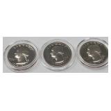 3-Unc. Bicentennial 40% Silver Quarters