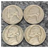 1941, 1955-D, 1953, 1957-D Jefferson Nickels