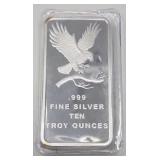 10 Troy Ounces Bar .999 Fine Silver
