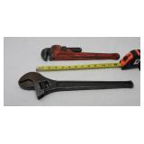 Ridid 14 " pipe wrench , Mac 15 in adjustable
